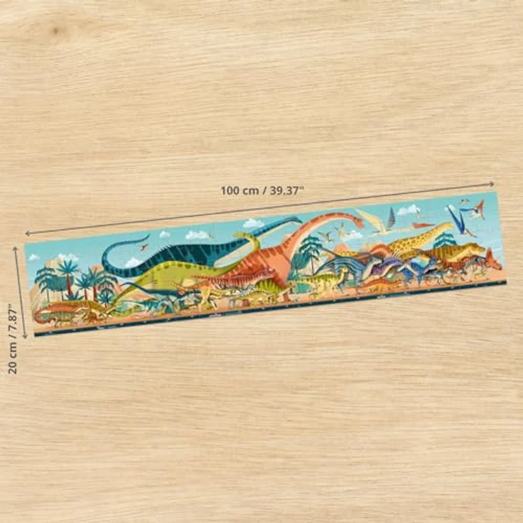 Janod Kinder-Panoramapuzzle Dino, 100 Teile, 1 Meter lang, FSC-zertifizierte Pappe, Pflanzenfarbe, ab 6 Jahre, J05831 – Bild 3
