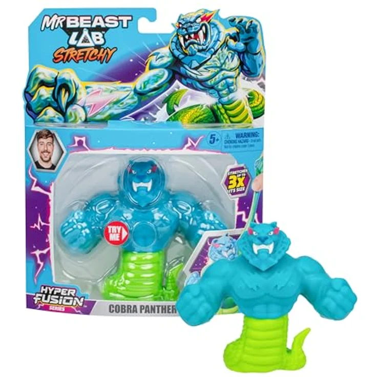 MRBEAST LAB Figura el?stica - Hyper Fusion Cobra Panther, elastische Sammelfigur, 11 cm, superelastisch, halb Schlange, halb Panther – Bild 1