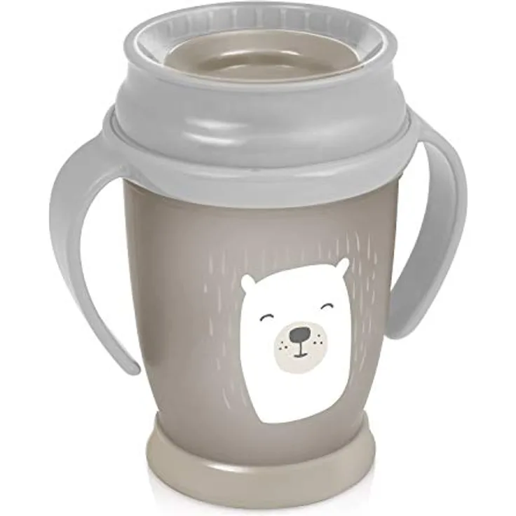 LOVI Trinklernbecher mit Griff 360° Trinkrand, Antibakterieller SaniconcentrateTM, auslaufsicher abdichtende Silikonscheibe, Einfach zu waschen, 9m+ (Buddy Bear)
