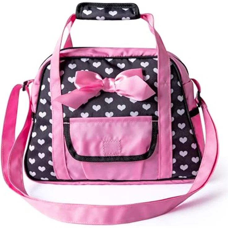 Bayer Design 69060AA Wickeltasche für Puppen, Winkelunterlage, Stoffwindel, Schwarz, Rosa, Einhornmotiv, verstellbarer Gurt, vielseitig nutzbar – Bild 2