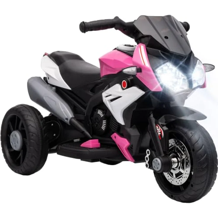 HOMCOM Elektro Kindermotorrad, rosa, mit Musik, Scheinwerfer, Vorwärts- und Rückwärtsfahrt, für 3-5 Jahre – Bild 1