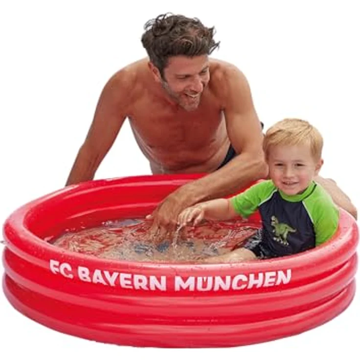 Wehncke Planschbecken FC Bayern München, 3-Ring-Pool aus robustem PVC, rot, ca. 100x23 cm – Bild 4