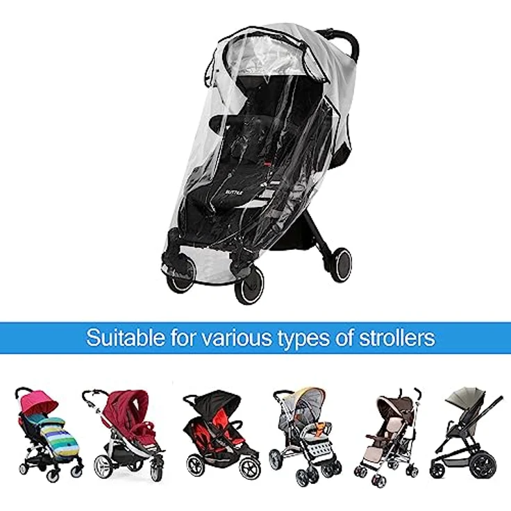 Hrzeem Universal Regenschutz für Kinderwagen, wasserdicht und winddicht, transparent mit Belüftungsfunktion – Bild 5