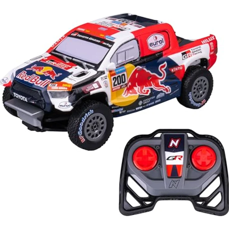 Nikko RC 10591 Night Mode Toyota Gazoo Dakar, Ferngesteuertes Rallye Auto, realistische Details, LED Scheinwerfer, 25 cm, 2,4 GHz Fernsteuerung, 40 m Reichweite, für Kinder ab 6 Jahren, Blau – Bild 1