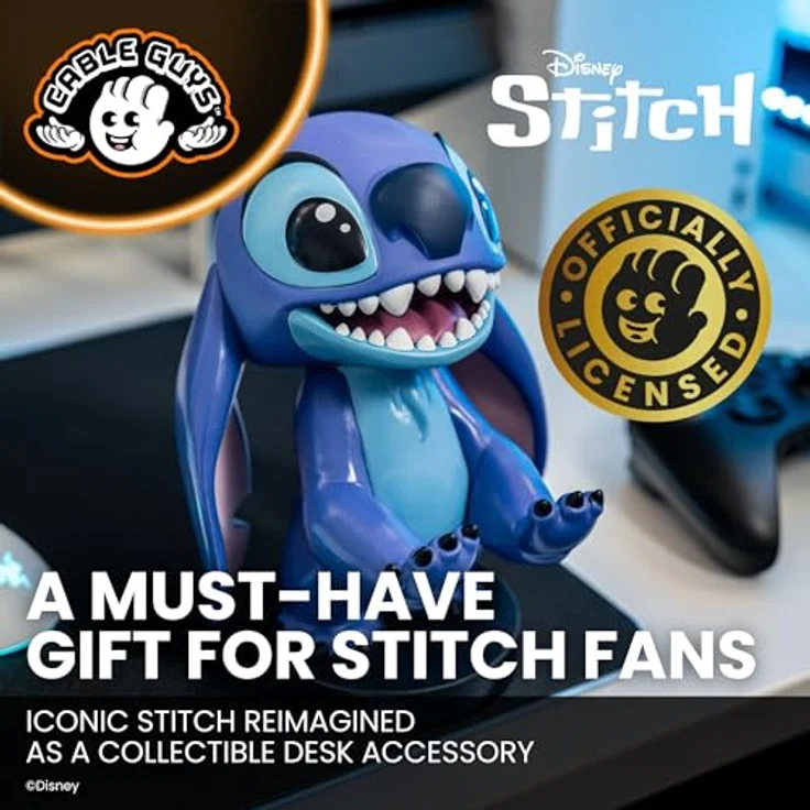 Exquisite Gaming - Clamping Bracket Disney Smiley Stitch, Sammelfigur zum Halten und Laden von Gamepads und Smartphones, 20 cm – Bild 5