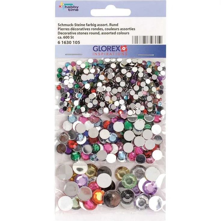 Glorex Sticker Glorex Schmuck-Steine . farbig sortiert, rund, ca. 600 Stück