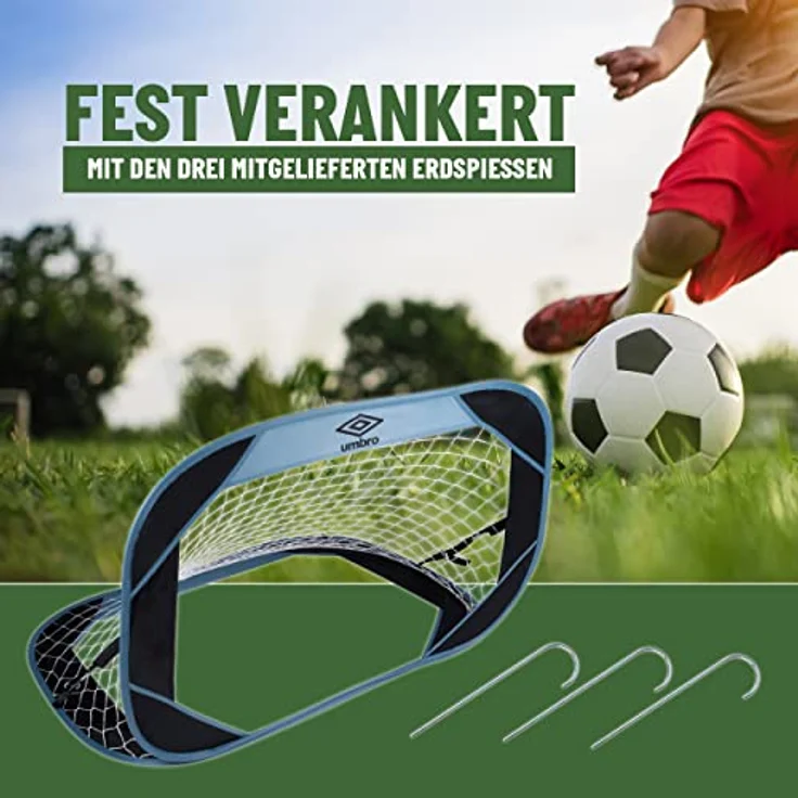 Umbro Pop-Up Fußballtor-110 x 78 x 78 cm-Inkl. Reisetasche-Fußball-Trainingsgeräte für alle Altersgruppen-Für drinnen und draußen-Schwarz/Gelb – Bild 4