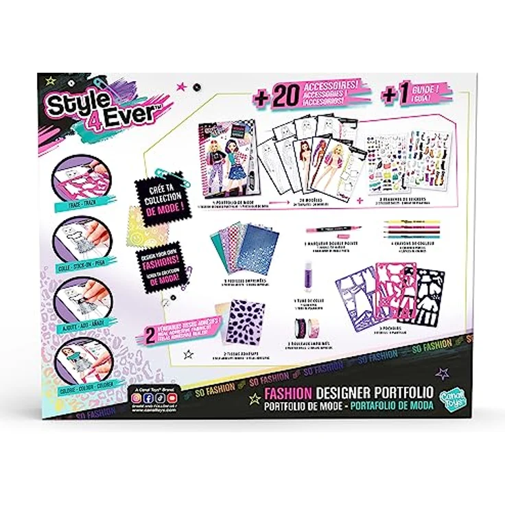 Canal Toys Kreativset Style 4 Ever, Fashion Designer Set mit Stoffen, Schablonen und Stiften – Bild 4