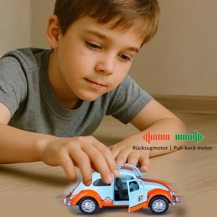 JAMARA 402601 Volkswagen Classical Beetle 1967 Diecast 1:36, hochwertiges Modellauto mit manuell öffnenden Türen und Rückzugmotor, Geschenkidee für Kinder – Bild 2