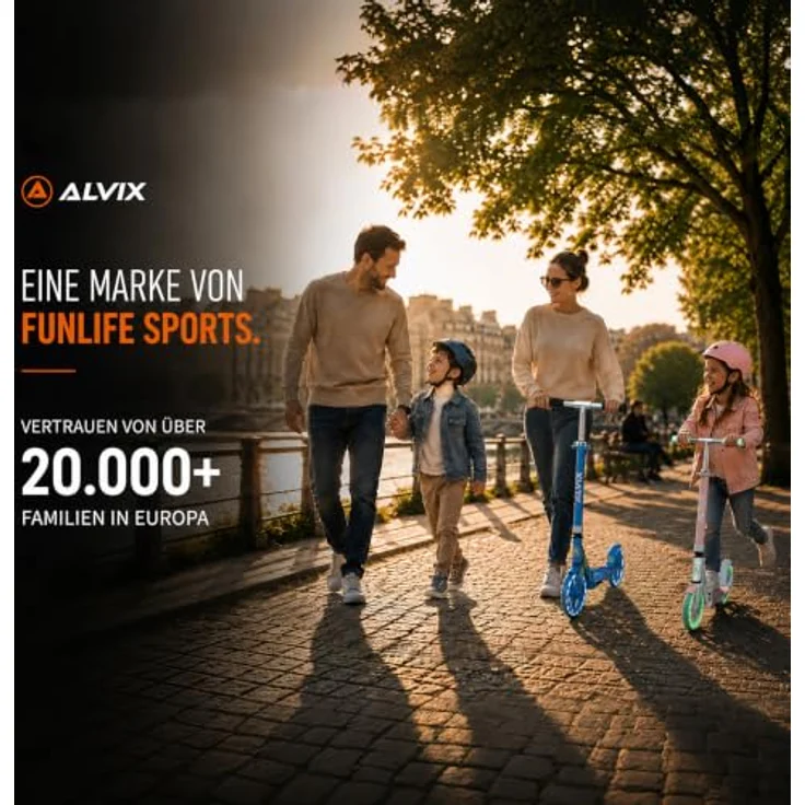 ALVIX Kinder-Scooter mit Handbremse, 200mm LED-Leuchträder, höhenverstellbar, faltbar, Tragetasche, bis 100 kg – Bild 9