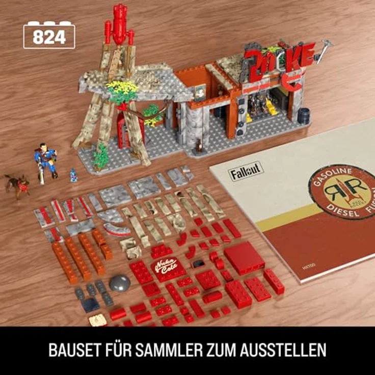 Mega Mega Showcase Fallout Set, Klemmbausteine mit Red-Rocket-Raststätte und Dogmeat, detailreiches Collector's Set mit In-Game-Gegenständen – Bild 2