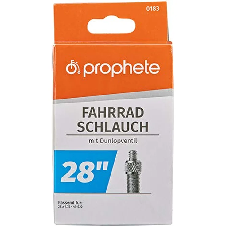 Prophete Fahrradschlauch, 28" Dunlopventil, 28 x 1,75 x 2 (47-622), Gruppenschlauch, für City- und Trekkingbikes, Farbe schwarz – Bild 4