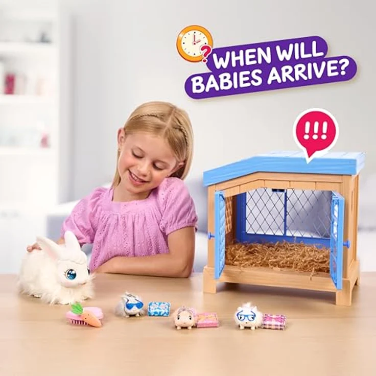 Little Live Pets Mama Surprise Häschen, Interaktives Spielset mit 20+ Geräuschen & Reaktionen, Accessoires zum Stylen - Little Live Pets Mama Surprise Häschen, Mama Häschen zum Füttern & Pflegen, bekommt 3 Babys, mit Mama Häschen & Stall – Bild 3
