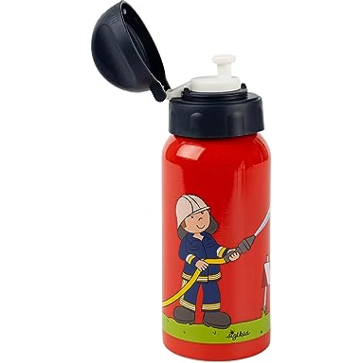 SIGIKID Edelstahl Trinkflasche Frido Firefighter, auslaufsicher, BPA-frei, robust, leicht, Drehverschluss zerlegbar, gut zu reinigen, für Kinder 3-8 Jahre, Art. -Nr. 25292, Feuerwehr/rot 400 ml – Bild 3