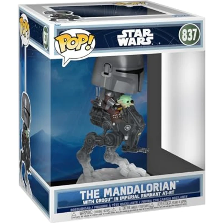 Funko POP! Rides Deluxe: Star Wars: The Mandalorian and Grogu - Mandalorian mit Grogu im Imperial Remnant AT-RT - Sammelbare Vinylfigur, 9,5 cm, offizielle Merchandise – Bild 1