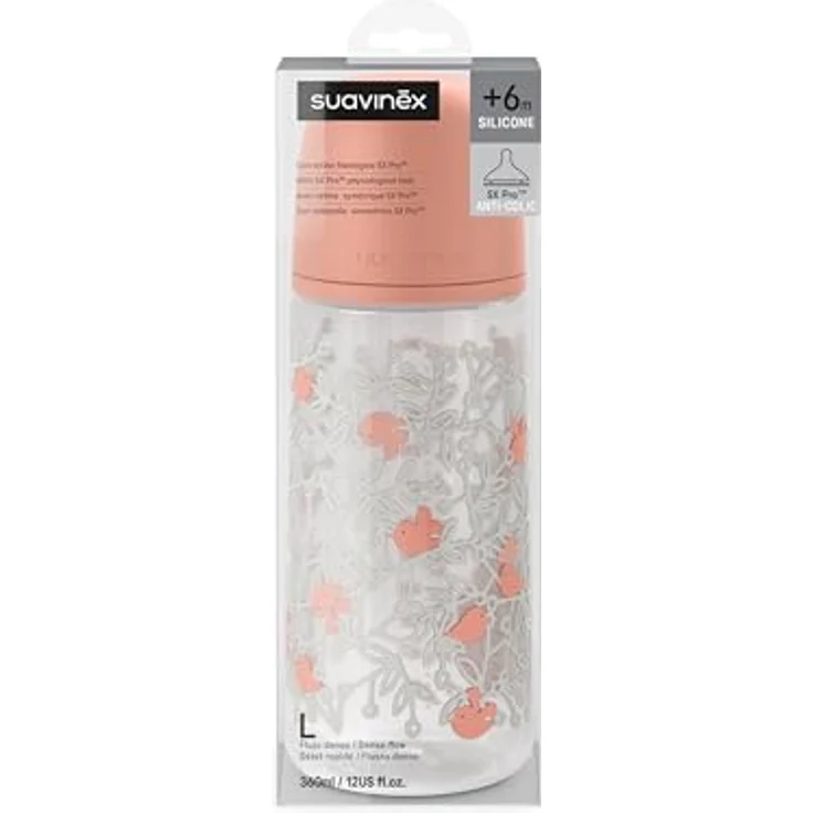 Suavinex Babyflasche 360 ml mit SX Pro Silikon-Sauger, Antikolik, dichter Fluss (L), ideal für Brei, Rosa, für Babys ab 6 Monaten – Bild 5