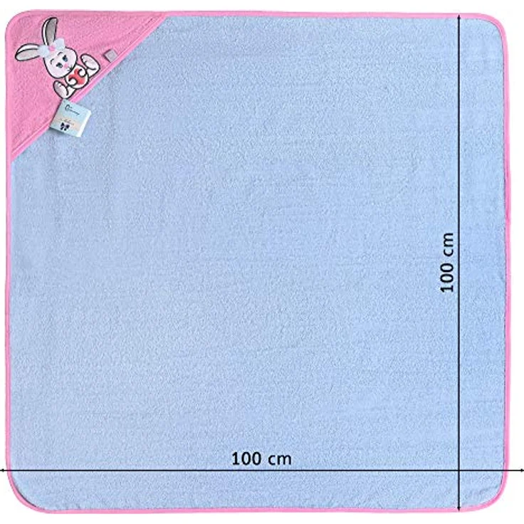 Be Mammy Kapuzenhandtuch Babyhandtuch aus Baumwolle Oeko-Tex Standard 100 100cm x 100cm BE20-240-BBL (Hellblau - Hase) – Bild 4