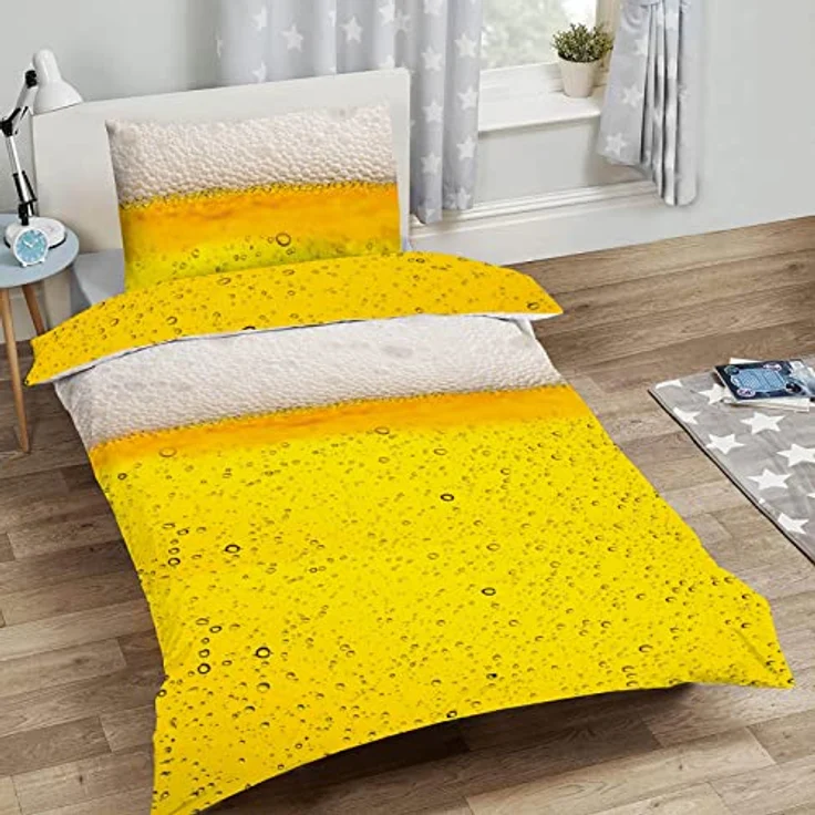 ESPiCO Wende Bettwäsche Sleep and Dream Bier Radler Bier Getränk Schaum Krone Gebräu Gelb Gold Renforcé, 135x200 cm – Bild 5