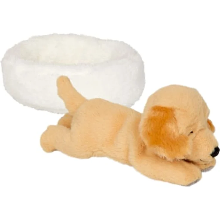 Die Spiegelburg I Schlafender Hund Isi im Korb, Kuscheltier mit goldenem Fell, 13 x 6 x 10 cm, Schonwaschgang 30 Grad – Bild 2