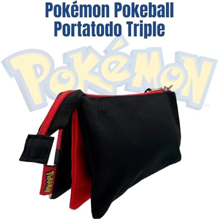 CYPBRANDS Pokémon Dreifach-Federmäppchen, 5 Fächer im Pokeball-Design, Weiß und Rot, offizielles Produkt – Bild 5