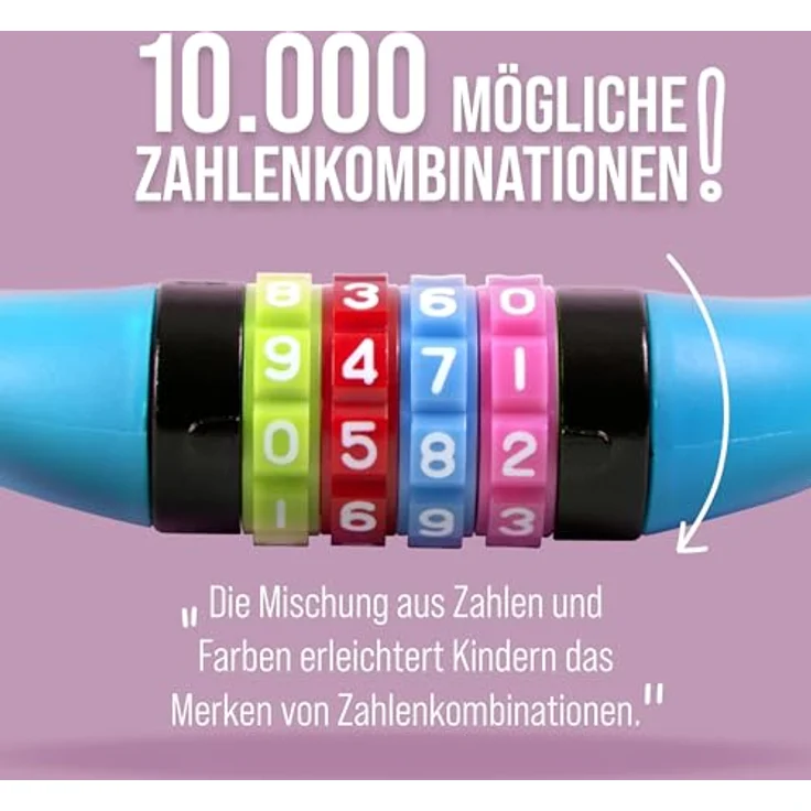 Apollo Kabelschloss / Zahlenschloss 650mm, sicheres Zahlenschloss für Kinderfahrräder, Blau – Bild 3
