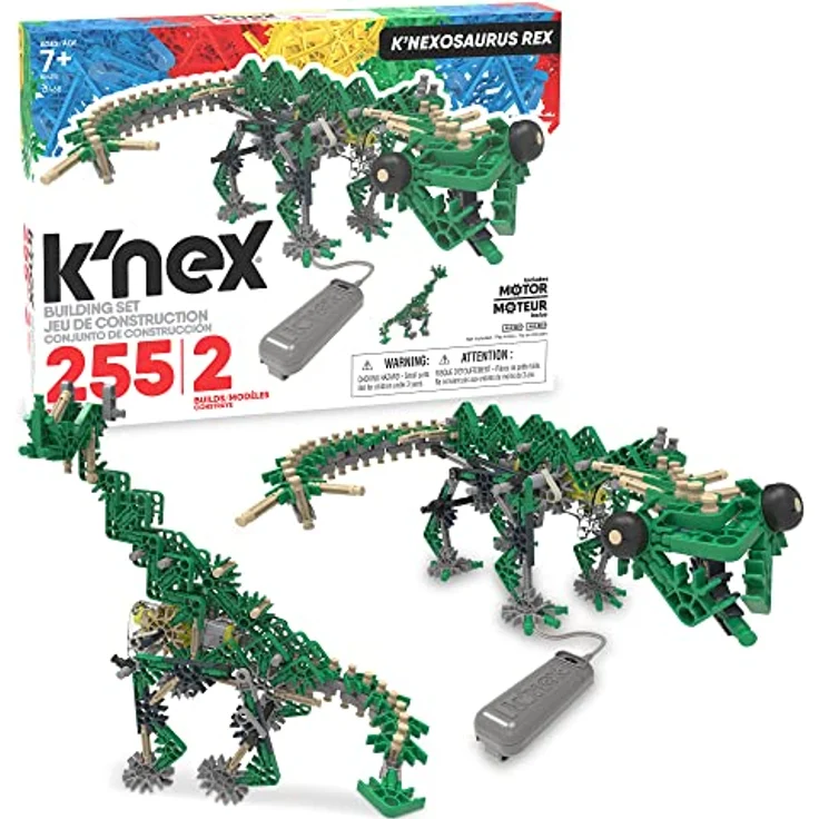 K'Nex 12468 Osaurus K'NEX Classics 255 Pc/ 2 Model-K'Nexosaurus Rex Building Set (Motorised), Mehrfarbig – Bild 1