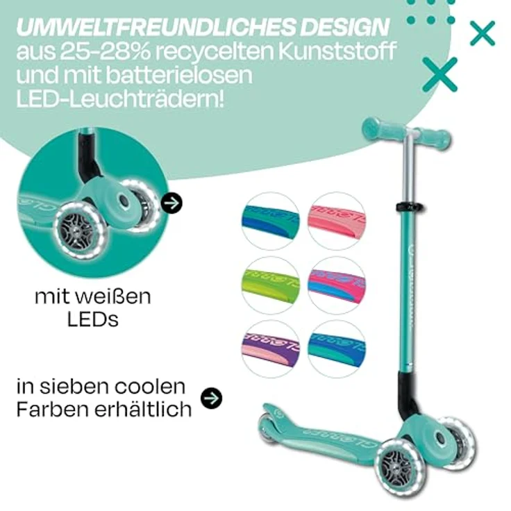 Globber Primo Foldable Plus Light - 3 Wheels Scooter, Dunkelmint-Mint – Bild 5