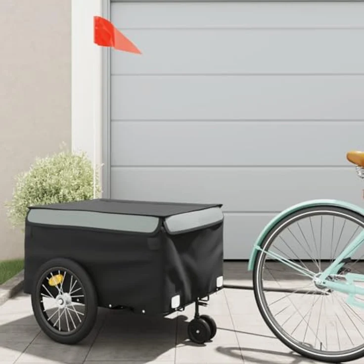 vidaXL Fahrradkinderanhänger, robust und vielseitig, schwarz und grau – Bild 2