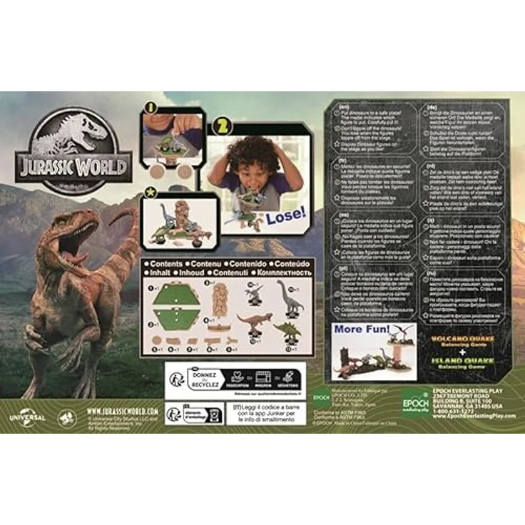 EPOCH Games Jurassic World – Balancing Game Erdbeben, Dinosaurier Brettspiel für 1-4 Spieler, ab 4 Jahren mit 4 Figuren – Bild 4