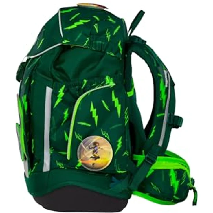 ergobag maxi set 6-teilig, ergonomischer Schulrucksack für Grundschule, anpassbar für große Kinder, Bärtastisch - Grün, inklusive Sportrucksack und gefülltem Federmäppchen – Bild 3