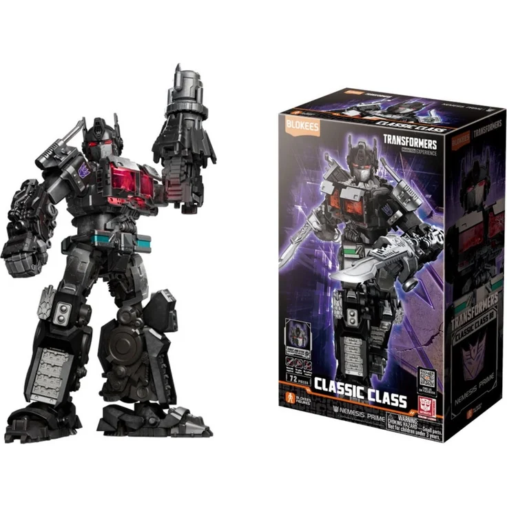 Dickie Blokees Transformers Nemesis Prime Bausatz, bewegliche Figur mit 72 Teilen und leuchtenden Augen für Kinder ab 12 Jahren