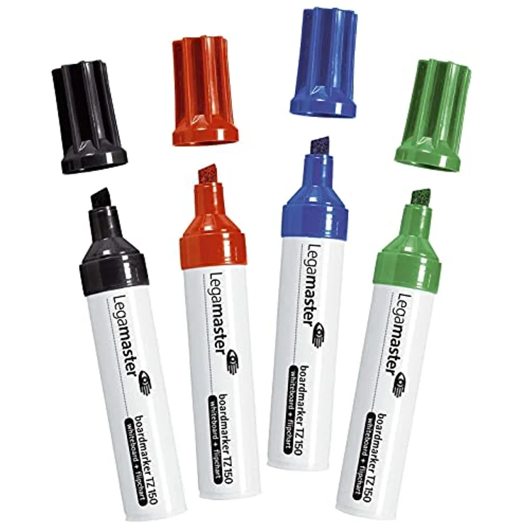 LEGAMASTER Whiteboard Marker TZ 150, 4er Set in Schwarz, Rot, Blau, Grün, nachfüllbar, geruchsarm, Keilspitze, Strichstärke 2-7 mm – Bild 2