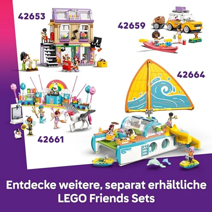 LEGO Friends 42654 Ponyhof & Stall Bausatz, Spielset mit 727 Teilen, Heulift und Zubehör für Pferdefans, Mehrfarbig – Bild 7