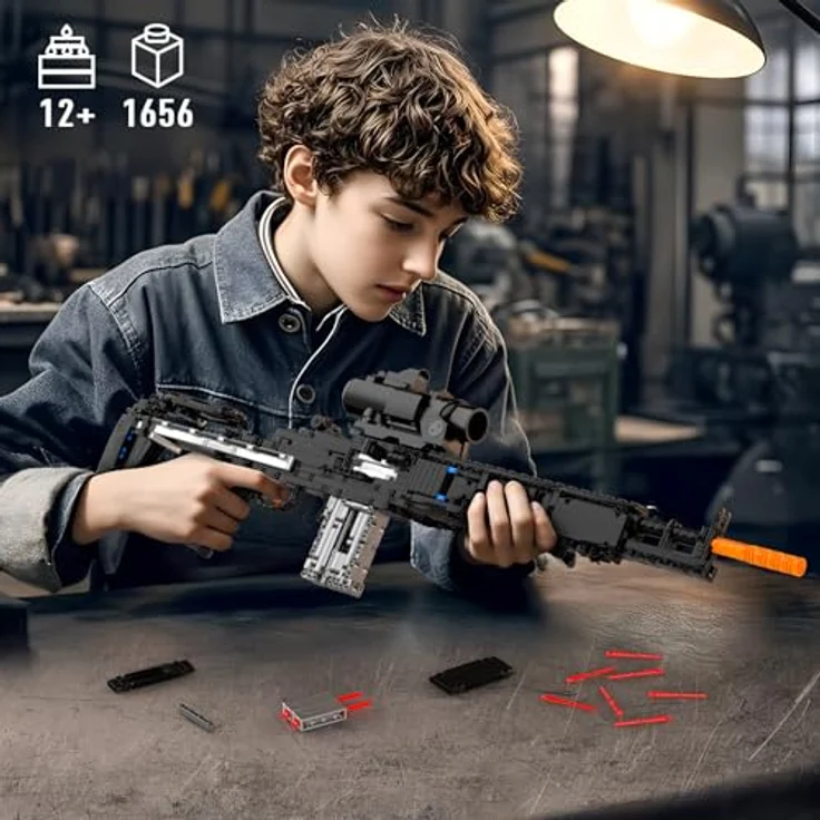 Mould King 1:1 MK14 Militärmodell Bausatz, Gewehrmodell mit Schussfunktion, 1606 Teile für Erwachsene/Jugendliche ab 14 Jahren – Bild 5