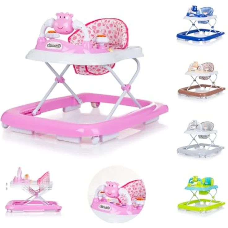 Chipolino Lauflernhilfe Little Cow Räder Stopper Höhenverstellbar Musik Licht, Farbe:rosa – Bild 1