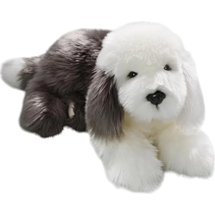 Carl Dick Bobtail, Altenglischer Schäferhund liegend, Plüschtier ca. 45cm, Hellgrau/Weiß – Bild 3