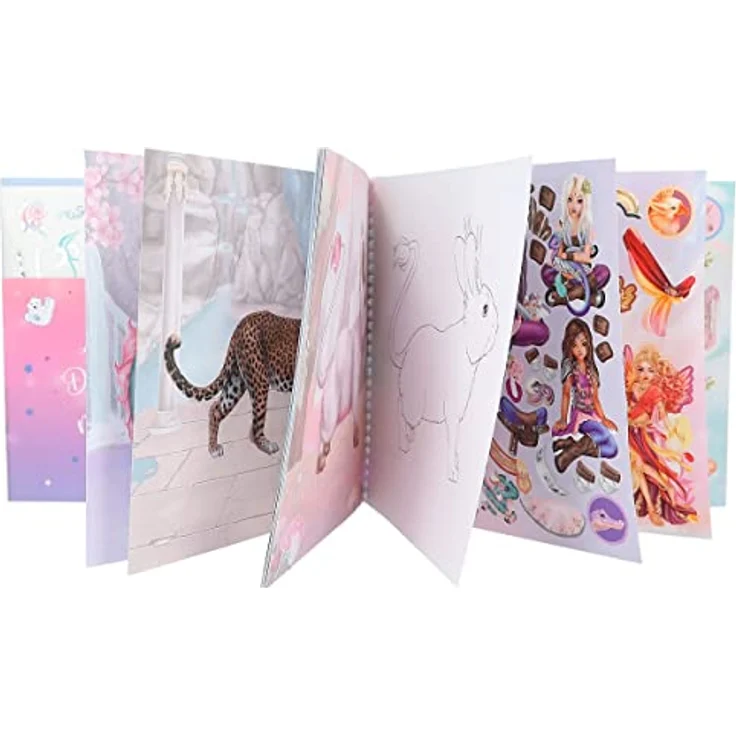 Depesche 12072 TOPModel Iceworld Create your Fantasy Friend - Mal- und Stickerbuch mit 24 Seiten zum Gestalten fantastischer Wesen, Malheft mit Stickerbogen und Spiralbindung – Bild 2