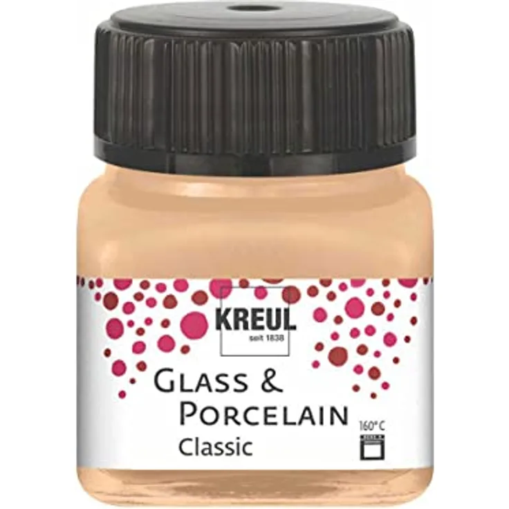 KREUL 16249 - Glass & Porcelain Classic metallic champagner, im 20 ml Glas, brillante Glas- und Porzellanmalfarbe auf Wasserbasis, schnelltrocknend, deckend