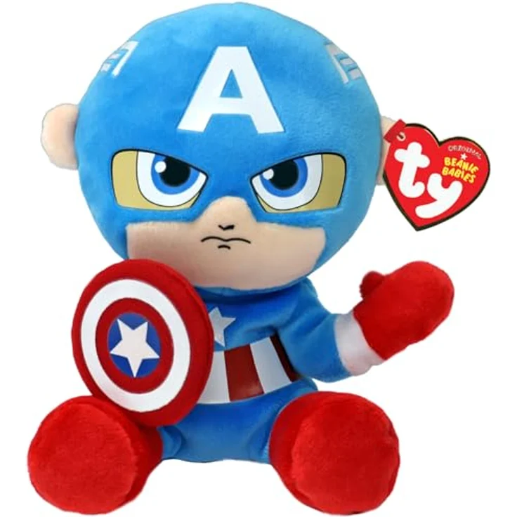 TY Captain America Marvel Avengers Beanie Babies Regular, Kuscheliger Plüschteddy in leuchtenden Farben