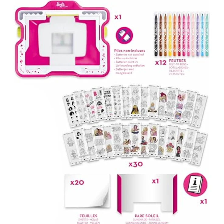 Magni LUMI'BOARD Barbie, Leuchttisch für kreatives Malen mit Malvorlagen und Filzstiften – Bild 7