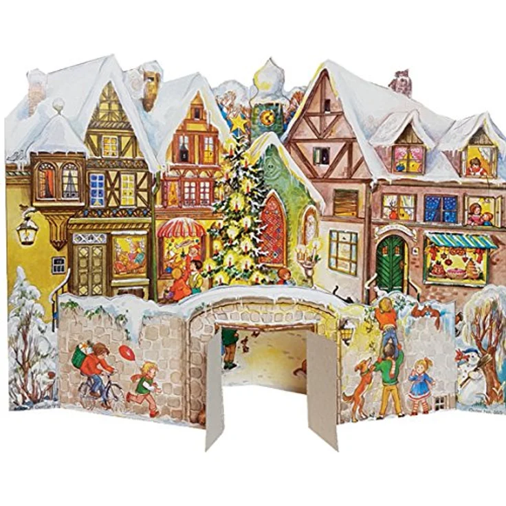 Richard Sellmer Verlag Nostalgischer Adventskalender "An der Stadtmauer" mit Bildern und Glimmer – Bild 2
