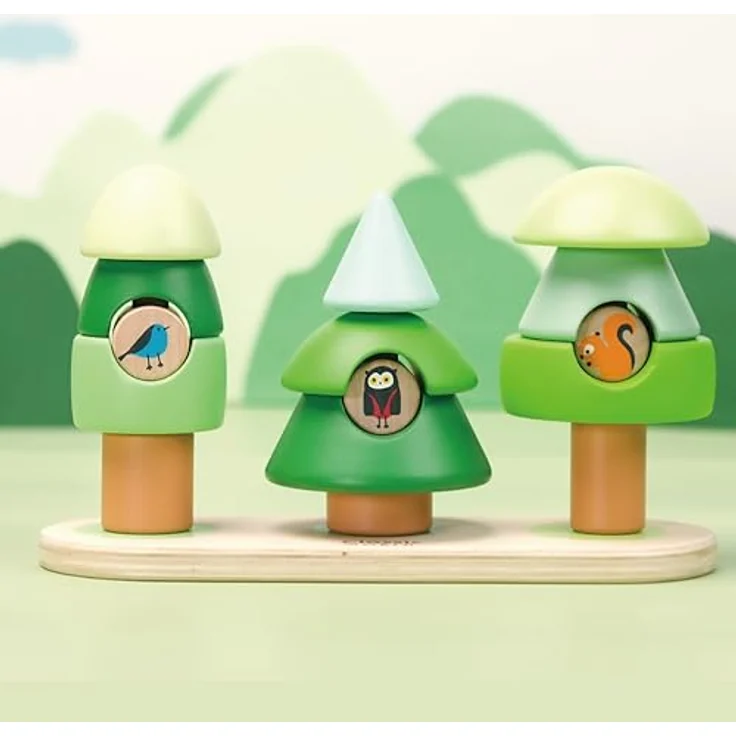 Classic World Stapelspiel Wald, 13-teiliges Holzspielzeug zur Förderung der Hand-Augen-Koordination, 23x8x13cm, für Kinder ab 10 Monaten – Bild 3