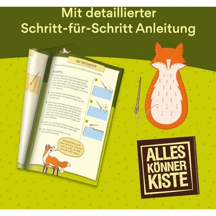 Kosmos 604677 Die Schule der magischen Tiere Nähspaß mit Rabbat, AllesKönnerKiste Nährset für Kinder, Bastelset ab 8 Jahren mit Fuchs Rabatt aus den Schule der magischen Tiere Büchern – Bild 4