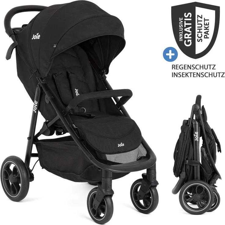 joie Litetrax Buggy & Sportwagen, bis 22 kg belastbar, mit Schieber-Ablagefach, Insektenschutz & Regenschutz, Farbe Shale, inkl. Gratis Mobilitätsgarantie