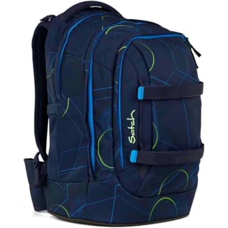Satch pack Schulrucksack Set 2tlg. inkl. Schlamperbox, 30 Liter, 3D Soft-Mesh Rückensystem, Blue Tech – Bild 3