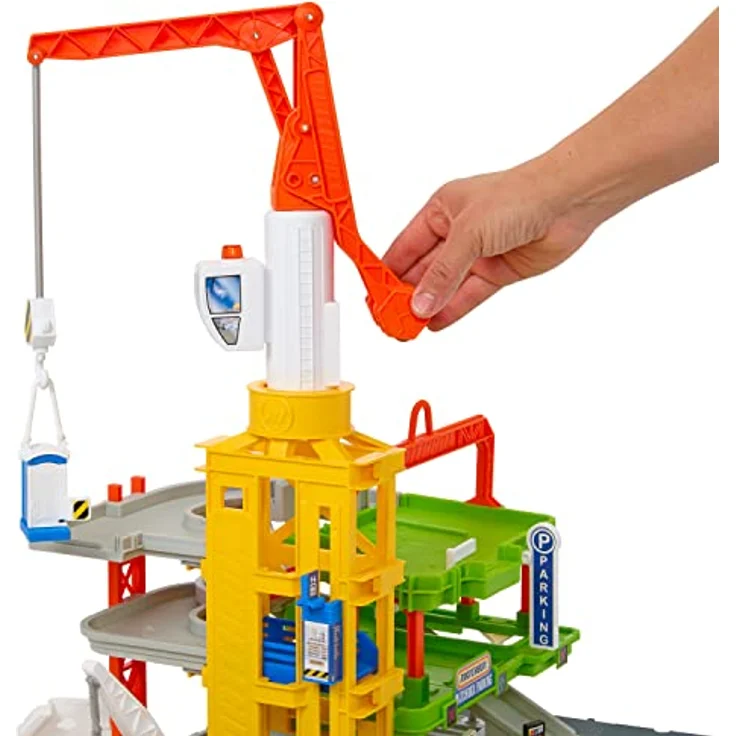 Matchbox Epische Baustelle, Spielset mit Mega-Kran, Licht- und Soundeffekten, inklusive Bagger und Zubehörteilen – Bild 4