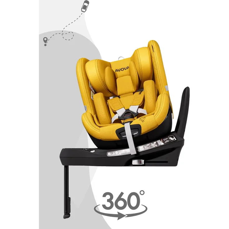 Avova Alera 1 Reboard Kindersitz, 360° drehbar, i-Size, für Kinder 40–105 cm, Beach Yellow