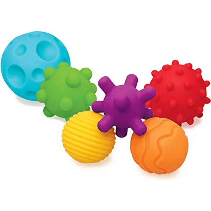 INFANTINO Texturierte Bälle Set, Sensorisches Spielzeug für Babys ab 6 Monaten, Multicolor, 6 Stück mit verschiedenen Texturen und sicheren Materialien – Bild 1