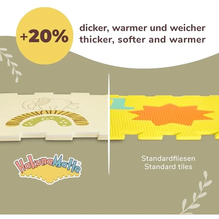 Hakuna Matte Stilvolle Puzzlematte für Baby 0,9x0,9m – 9 Platten 30x30cm mit Tieren und 12 Kanten – 20% dickere Spielmatte in Einer Verpackung – geruchlose Krabbelmatte – Bild 3