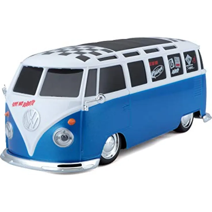 Maisto Tech R/C VW Bus Samba: Ferngesteuertes Auto im Maßstab 1:24, 2,4 GHz, mit Pistolengriff-Steuerung, ab 5 Jahren, 20 cm, blau-weiß (581529)